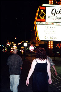 maura, nick and peter walkin' down the street